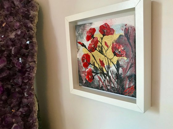 Abstract Poppies on Gold Leaf