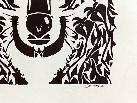 Wolf in animalistic and floral
