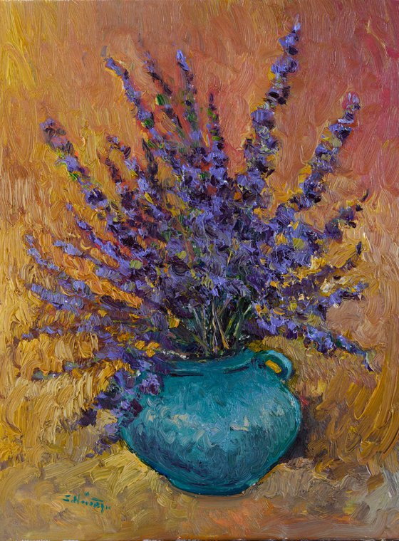 Lavender and Turquoise Vase