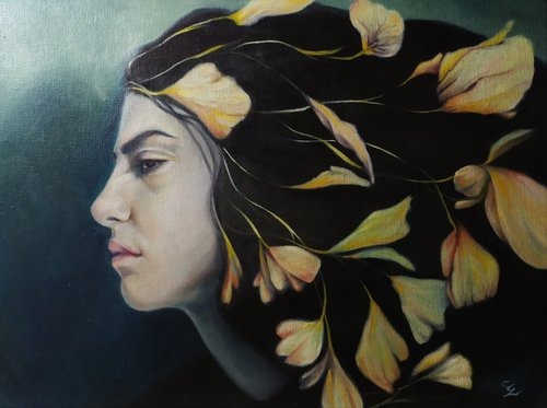 Portrait of botanical woman  "Petals" by Veronica Ciccarese