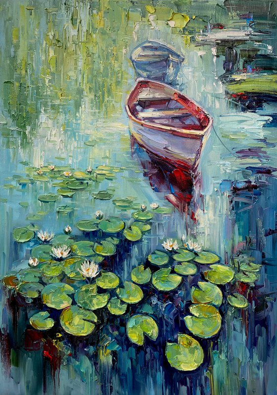 "Water-Lilies"original oil painting by Artem Grunyka