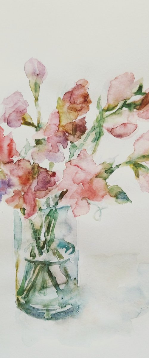 Sweet pea (Enchanting).  Original watercolour painting 2021 by Elena Klyan