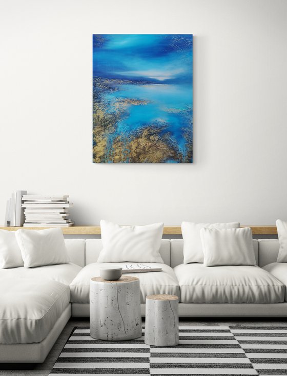 A XL large original modern semi-abstract painting "Calmness"