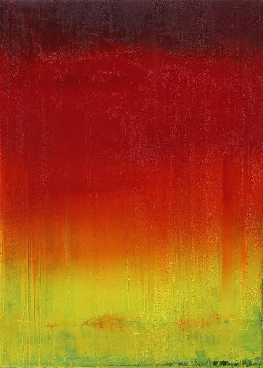 Abstract Landscape Oil Painting By Howard Sills, 10 X 14, Last Of The Summer Rain, Original Artwork