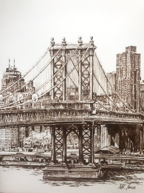 Manhattan Bridge Skyline by Monika Jones