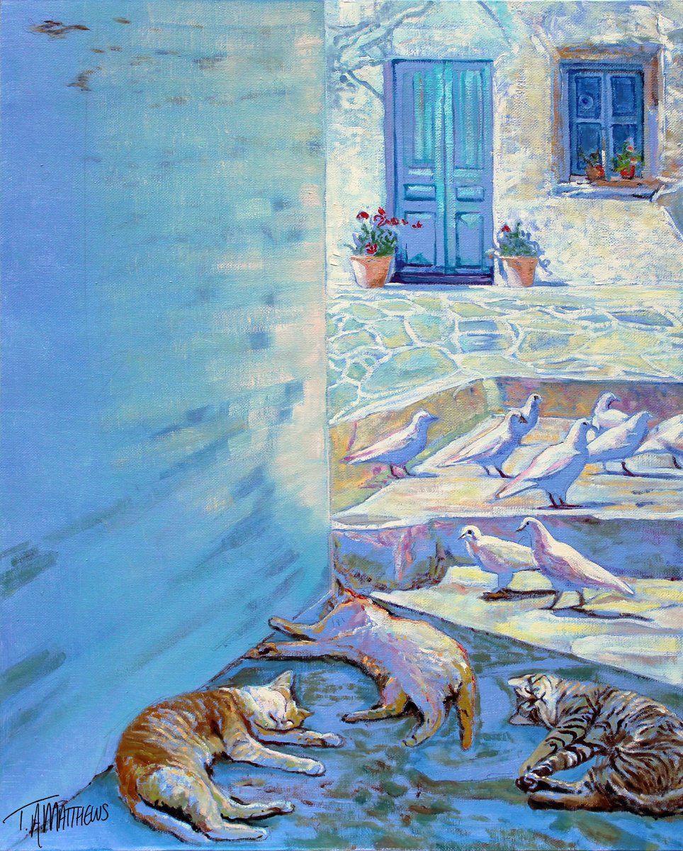 Impressionistic Animal Oil Painting By Timothy Adam Matthews, 16 X 20", Greek Kitty