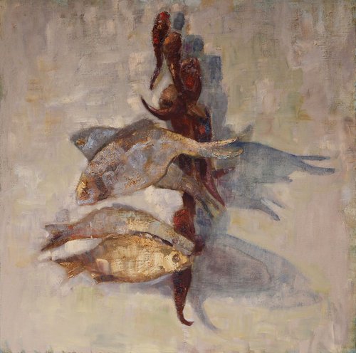 Fish on bright background by Olga Salkovskaya