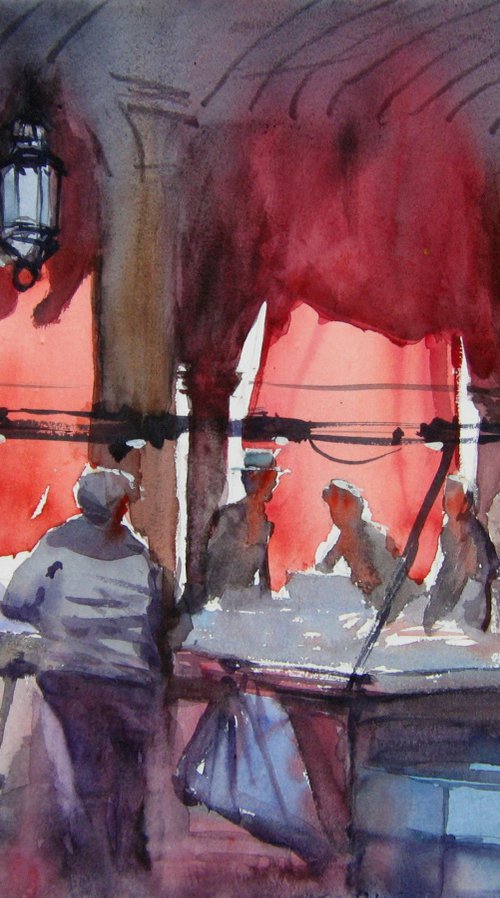 Venice ,market, pescheria by Goran Žigolić Watercolors