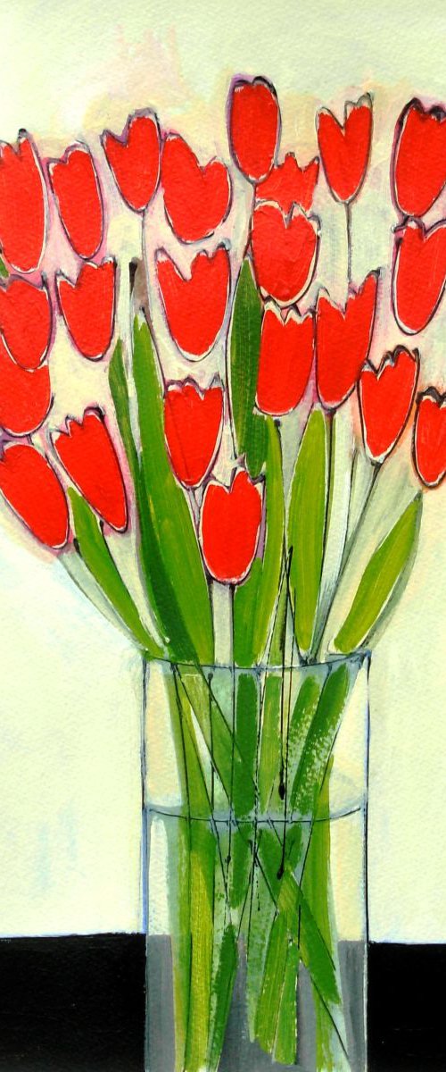 Twenty Four Red Tulips by Jan Rippingham