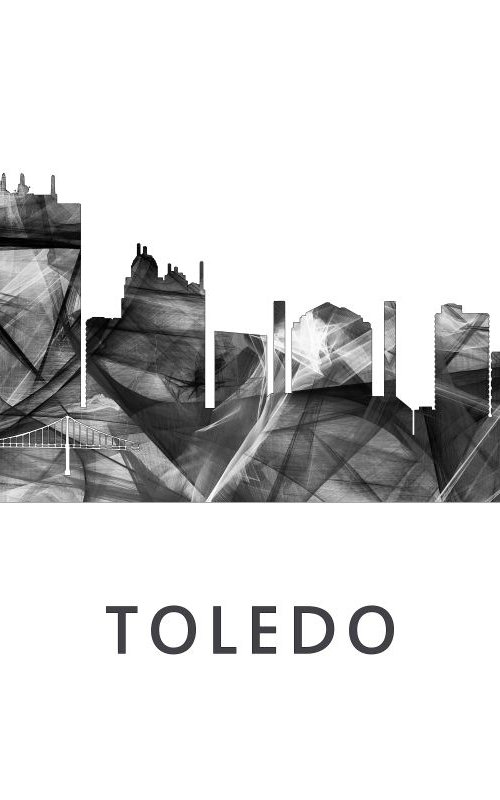 Toledo Ohio Skyline WB BW by Marlene Watson