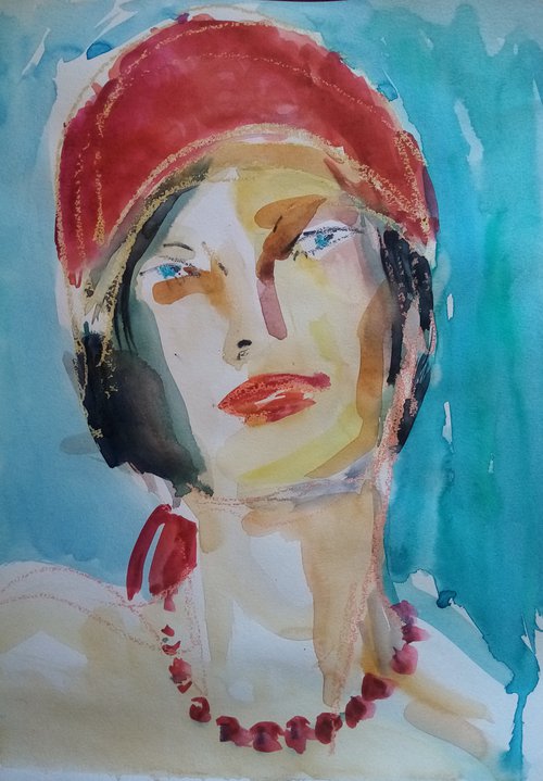 Sunny Girl in the Red Scarf 1 by Oxana Raduga