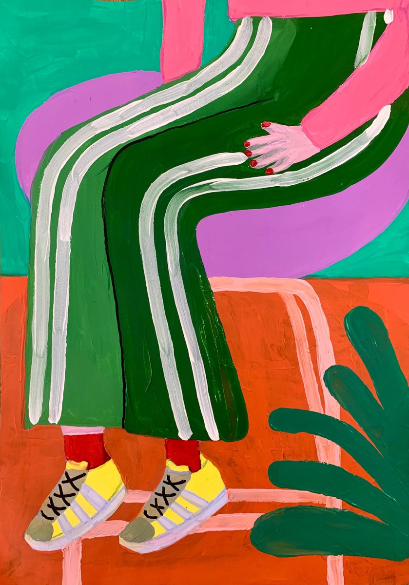 Urban And Pop Portrait Acrylic Painting By Aurora Camaiani, 14 X 20, A Romance In Sneakers (Series 3), Original Artwork