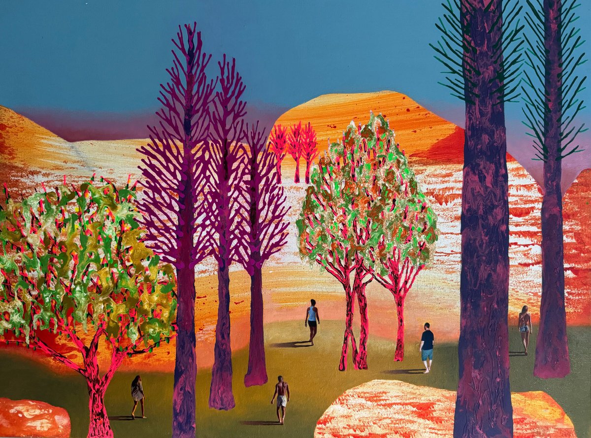 Expressive Landscape Painting By Stefano Pallara, 24 X 18", To Thine Own Self Be True N.2, Original Artwork