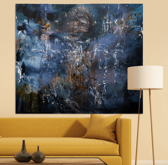 GIGANTIC SIZE ABSTRACT ANGEL BEAUTUFUL COLORS ONEIRIC ANCESTRAL HUGE PAINTING by O KLOSKA