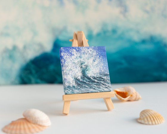 Miniature blue ocean waves