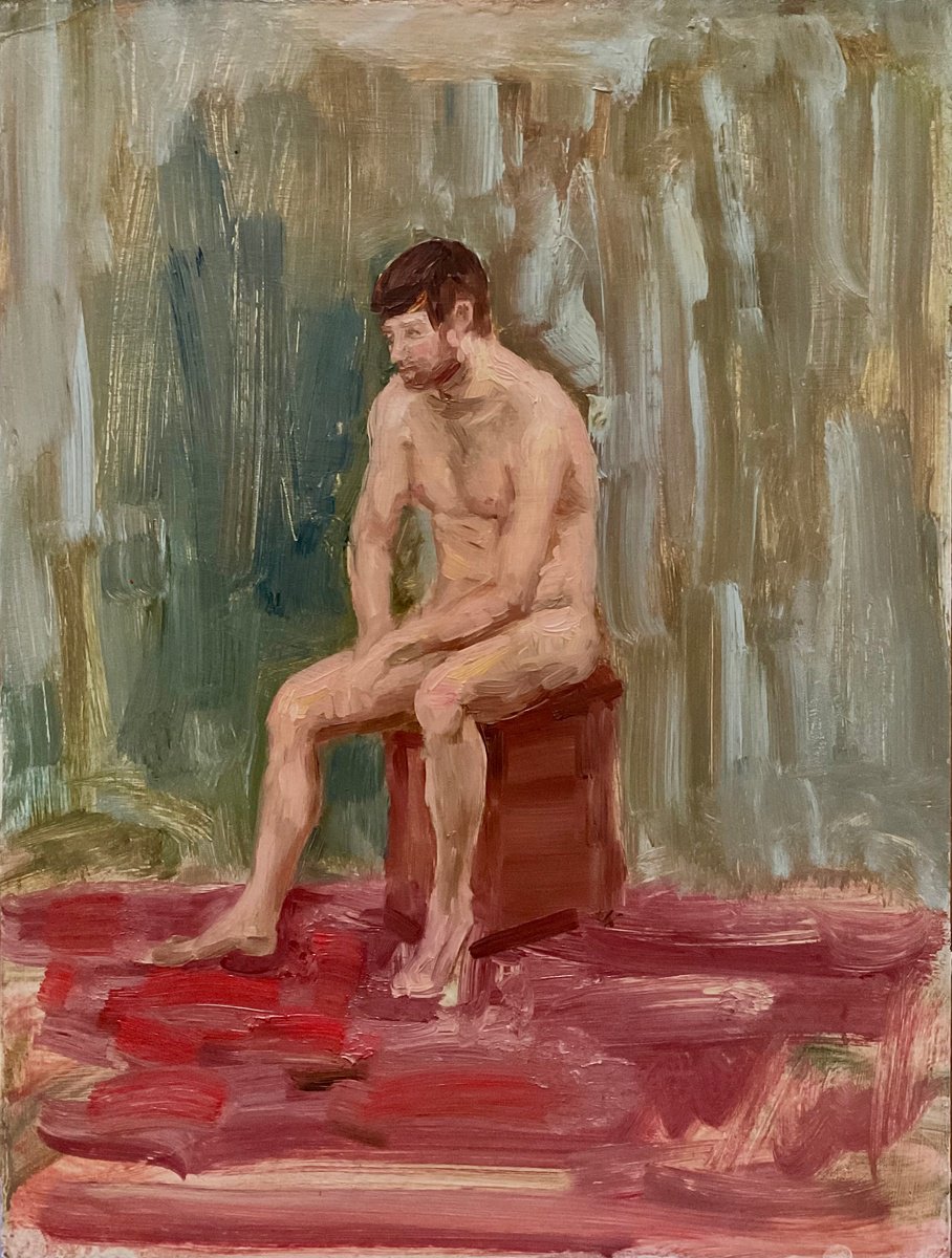 Impressionistic Portrait Oil Painting By Vera Klimova, 12 X 16", Strength And Determination, Original Artwork