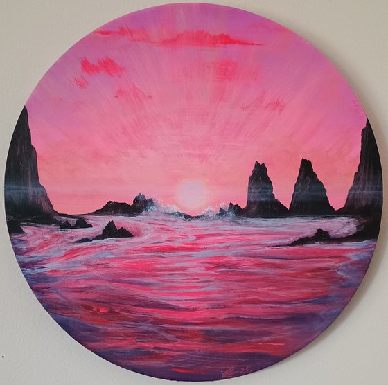 Sunset sea cove.