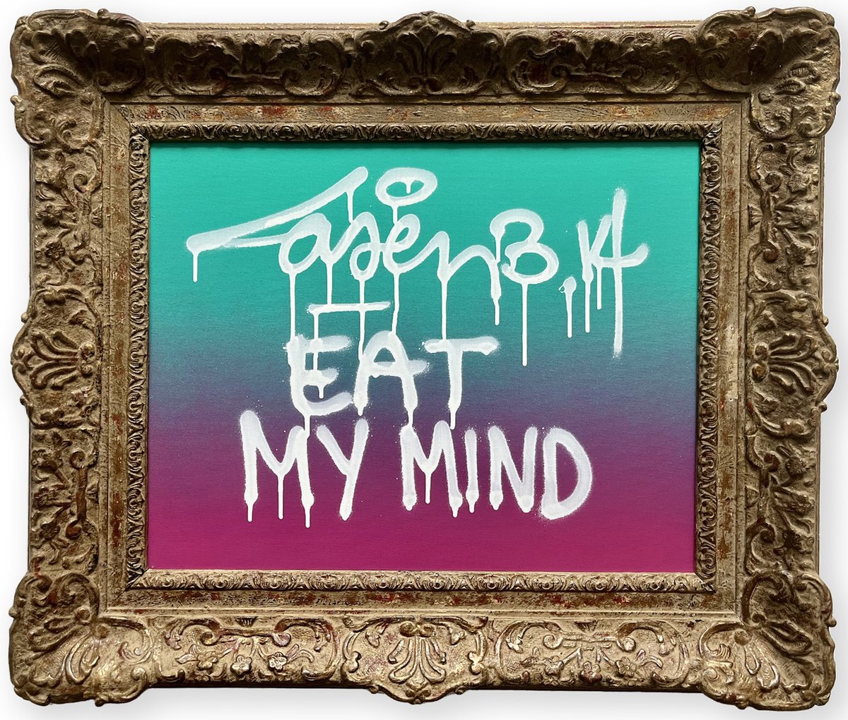 Urban And Pop Abstract Painting By Laser 3.14, 24 X 20", Eat My Mind, Original Artwork