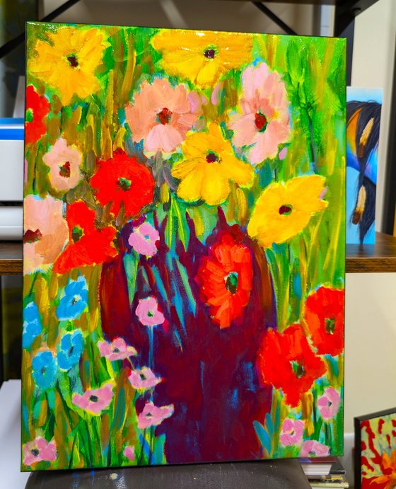 Vase between Flowers.