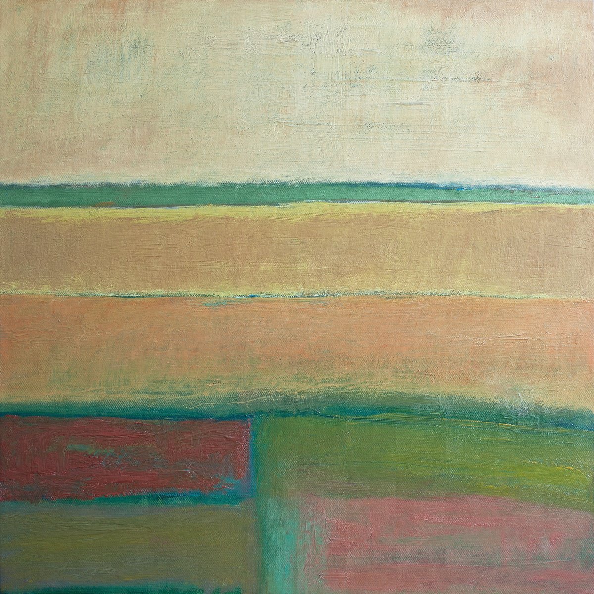 Abstract Landscape Oil Painting By Thomas Hjelm, 25 X 25", Yesterday, Original Artwork