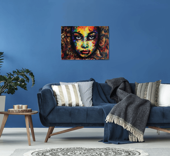 Longing Ciphers - Beautiful Eyes - XL Emotional Abstract Original Modern Abstract Art Painting Portrait