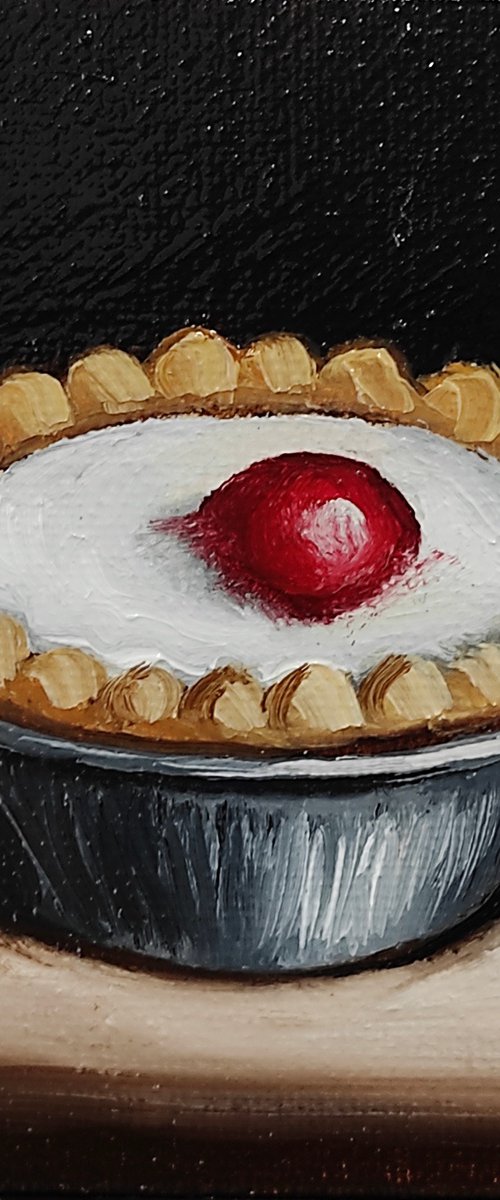 Little Cherry Bakewell tart still life by Jane Palmer Art