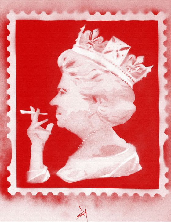Spliff queen (red on canvas),