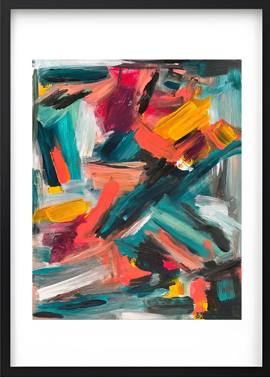 Abstract Acrylic Painting By Carla Sa Fernandes, 20 X 28, Brushed To Life #5, Original Artwork