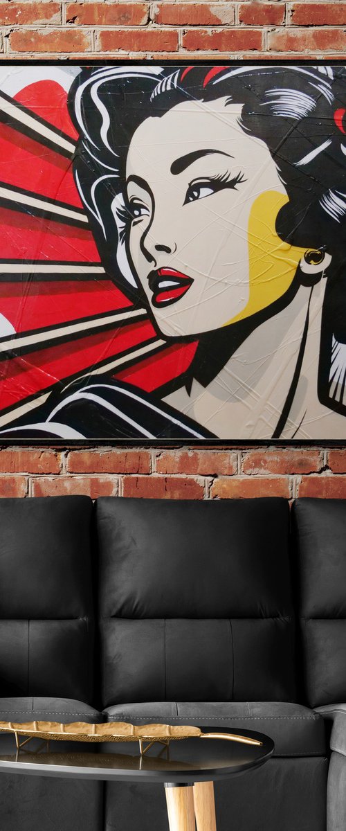 Konnichiwa 160cm x 100cm Textured Urban Pop Art by Franko