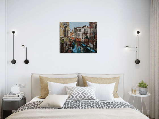 Venice. italian landscape- Original impasto landscape painting textured Oil painting Italy wall art