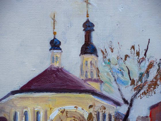 Spring landscape with a church. Chernihiv