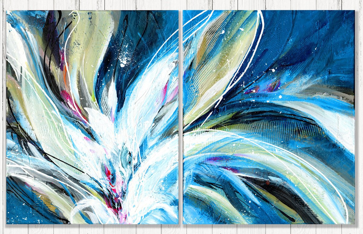 Abstract Botanical Acrylic Painting By Kathy Morton Stanion, 32 X 20", Organic Lullaby, Original Artwork