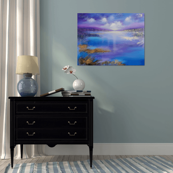 A XL large beautiful modern semi-abstract seascape painting "Miracle moment"