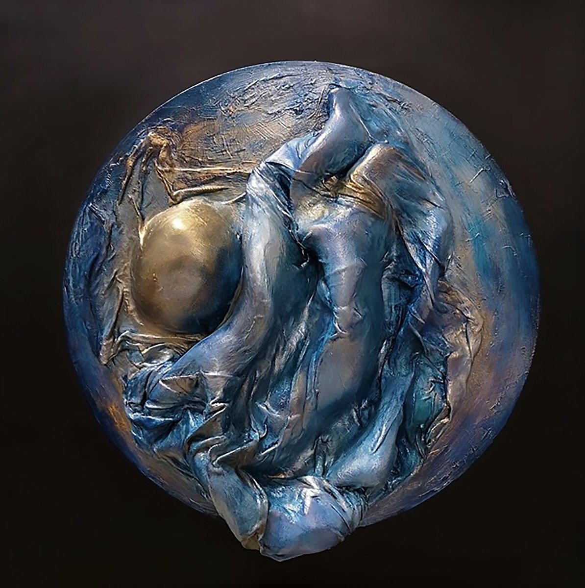 Abstract Painting By Ivana Urso, 26 X 26, Blue Moon, Original Artwork