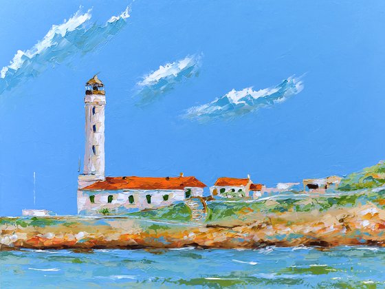 Lighthouse Stoncica in Croatia. Adriatic sea