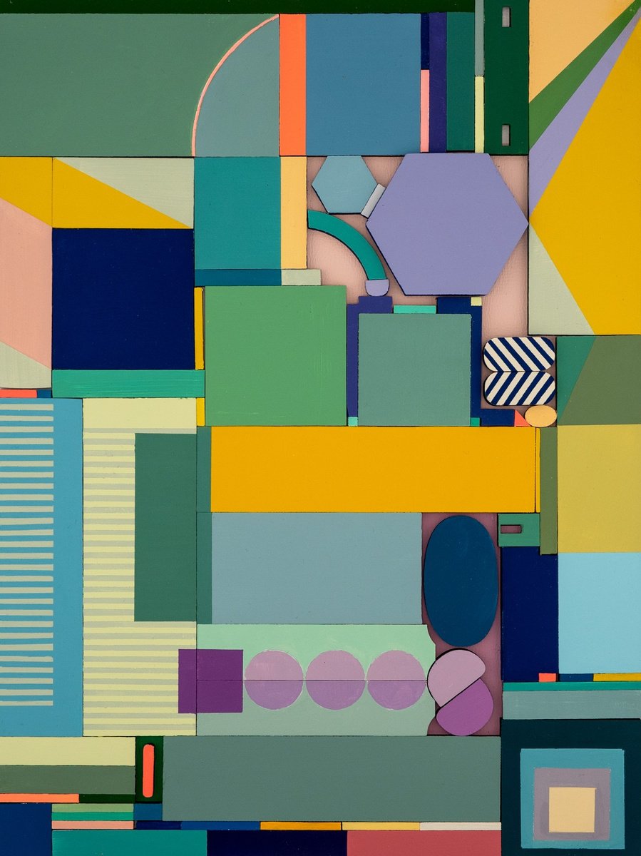 Urban And Pop Abstract Relief By Paper Draper, 9 X 12", Synergy, Original Artwork