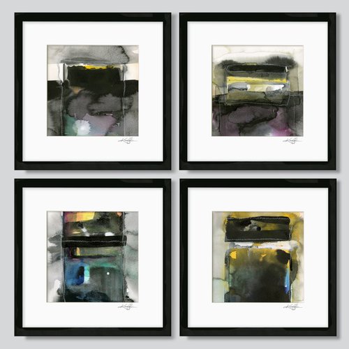 Meditations Collection 9 - 4 Framed Abstract Paintings by Kathy Morton Stanion
