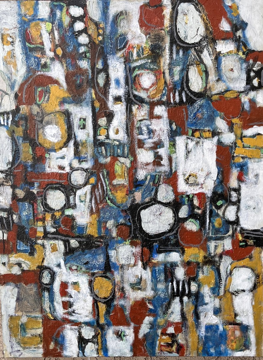 Abstract Acrylic Painting By Jeffrey Davies, 30 X 40, Wake Up #5 Vertical, Original Artwork