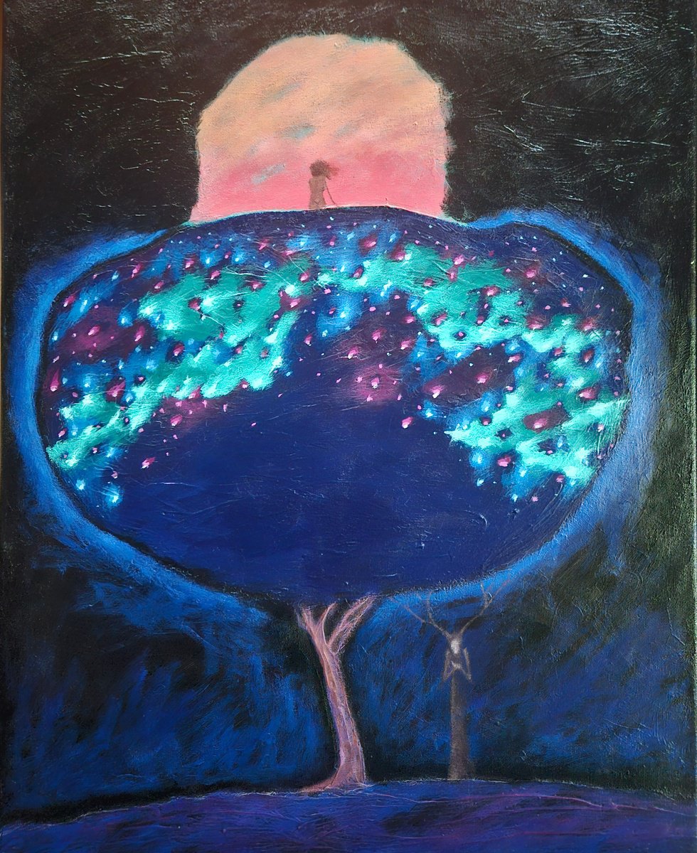 Expressive Portrait Acrylic Painting By Zheka, 16 X 20", The Tree Of Life., Original Artwork