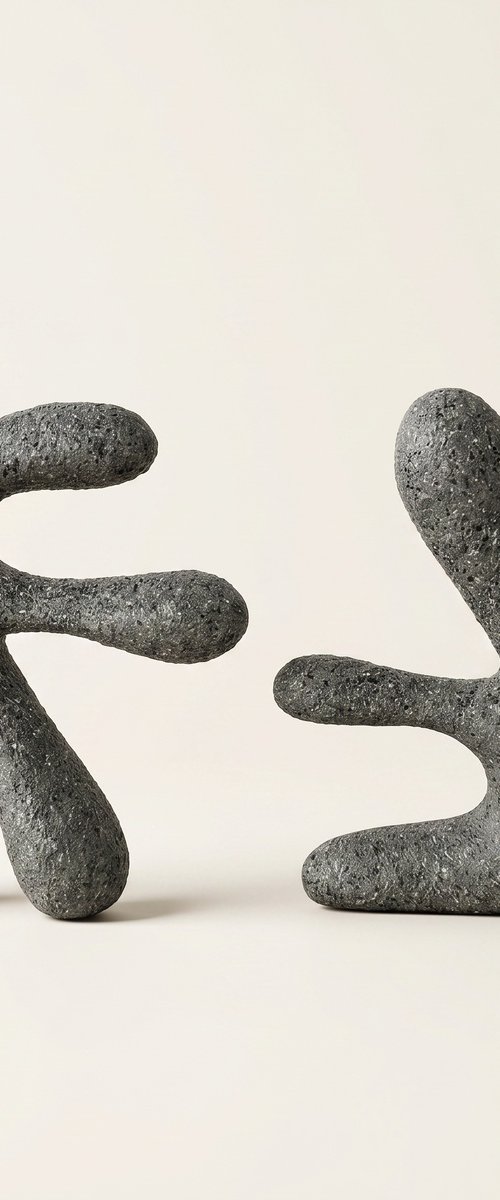 Leaf Book End Sculptures - Grey Stone by Shadia Sabagh