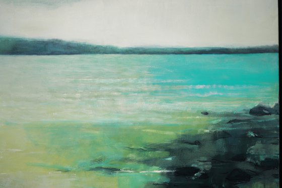 Turquoise Shallow Water 30x30 inch 76x76 cm by Bo Kravchenko