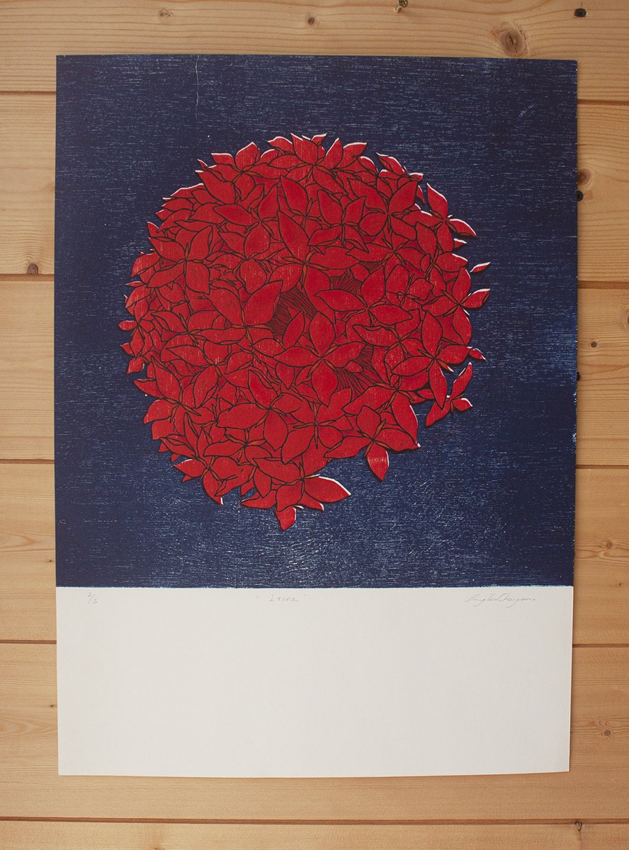 Botanical Limited Edition Print By Rung Tsu Chang, 15 X 21", Ixora, Original Artwork