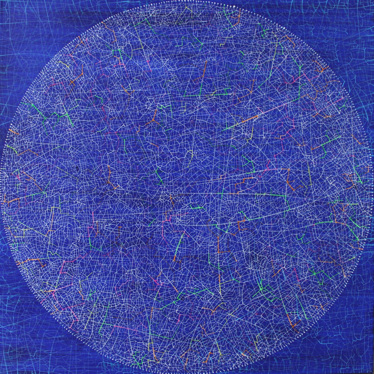 Abstract Acrylic Painting By Tingqun Zhang, 24 X 24", Interconnection, Original Artwork