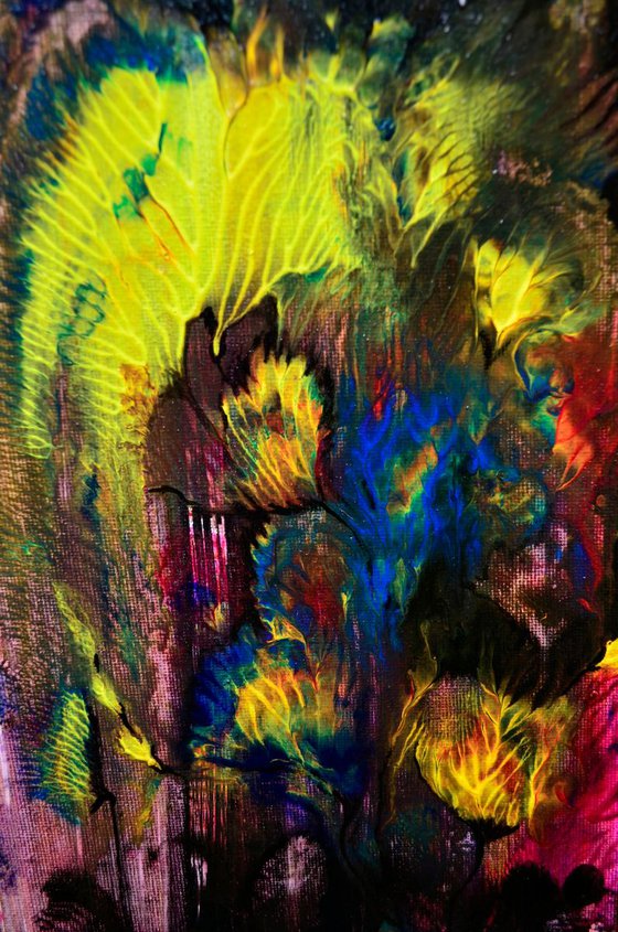 Paradise Flower - Original Abstract Painting Art On Canvas Ready To Hang