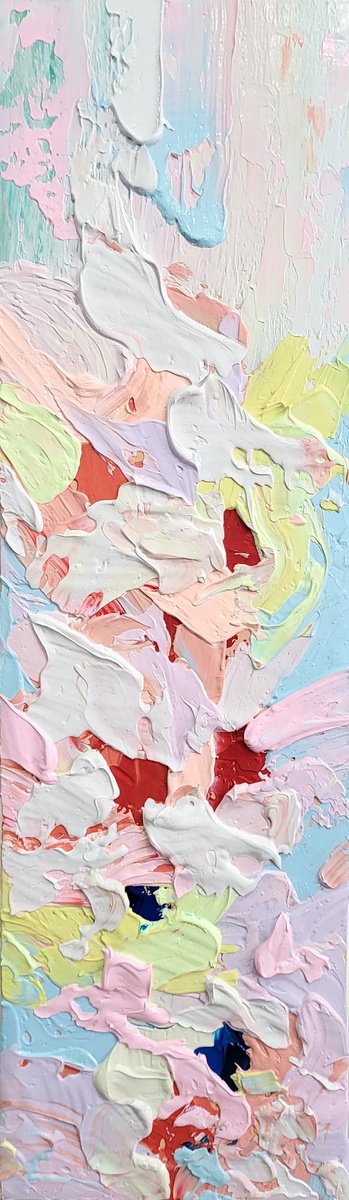 Abstract Acrylic Painting By Alex Senchenko, 12 X 39, Abstract 2553, Original Artwork