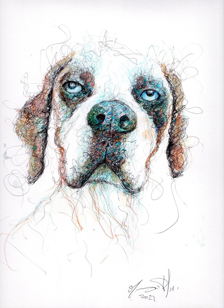 Urban And Pop Animal Ink Drawing By Maurizio Puglisi, 9 X 13", Buster Keaton, Original Artwork