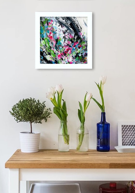 Floral Jubilee 40 - Framed Abstract Floral Art by Kathy Morton Stanion