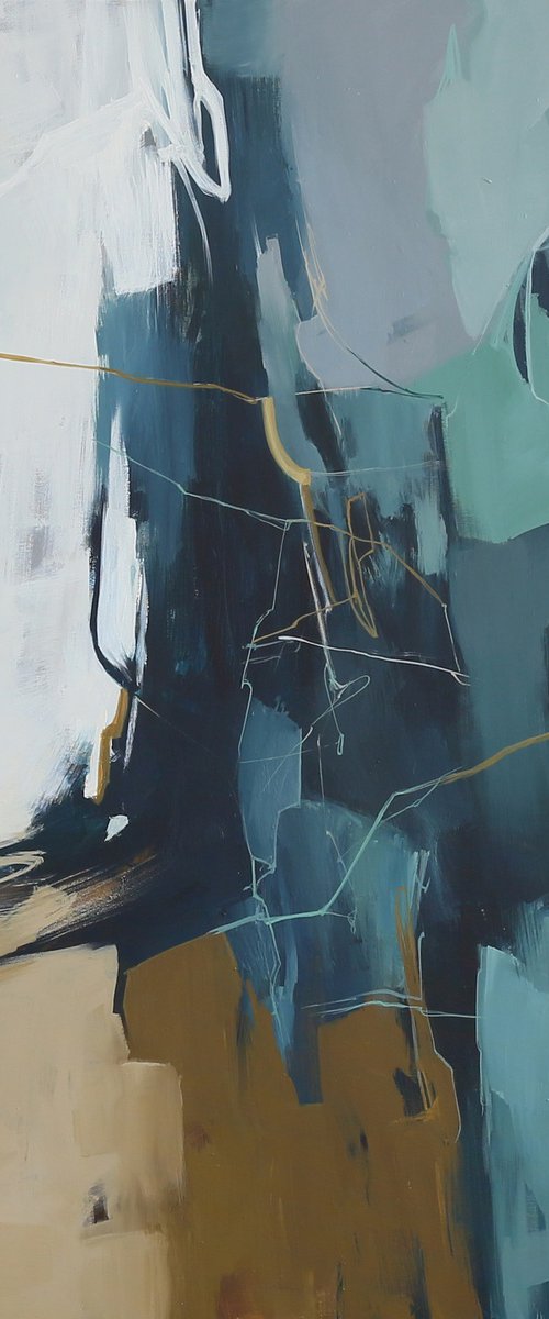 "Influence 3" Abstract dark teal acrylic art by Nina Smykalova