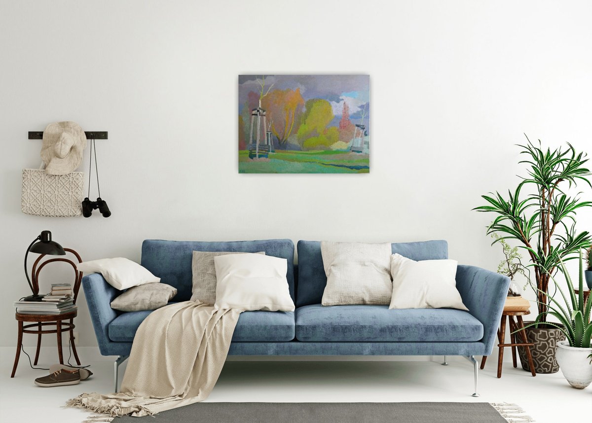 Impressionistic Landscape Oil Painting By Vasyl Koval, 31 X 24", Spring, Original Artwork