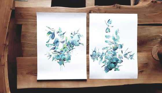 Herbal | Eucalyptus - Set of Two 30x22" each